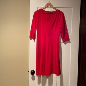 Red faux wrap dress